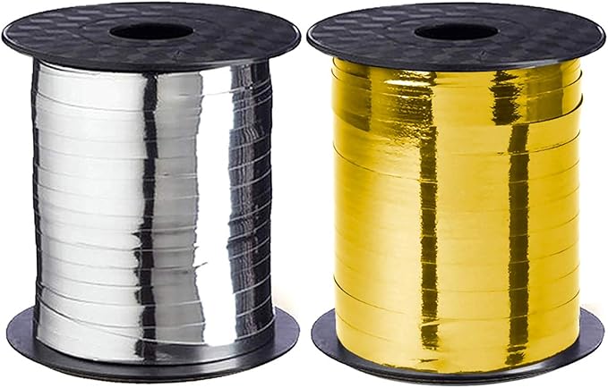 Metallic Gold Silver Ribbon Curling Set - Shiny for Wedding & Party Gift Wrap, 500 Yards Discounted