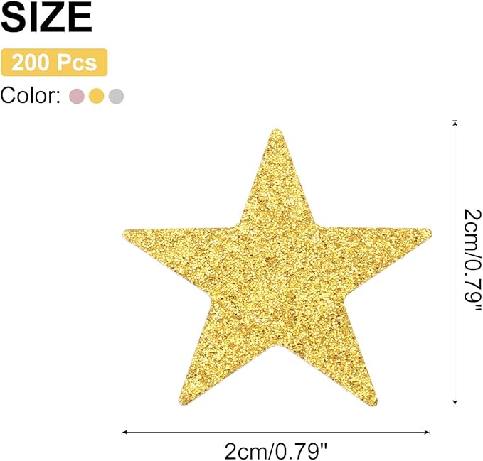MECCANIXITY 200Pcs Star Confetti Glitter Confetti Table Confetti Decor for Party Wedding Festival Decorations,0.79x0.79Inch,Pink/Silvery/Gold