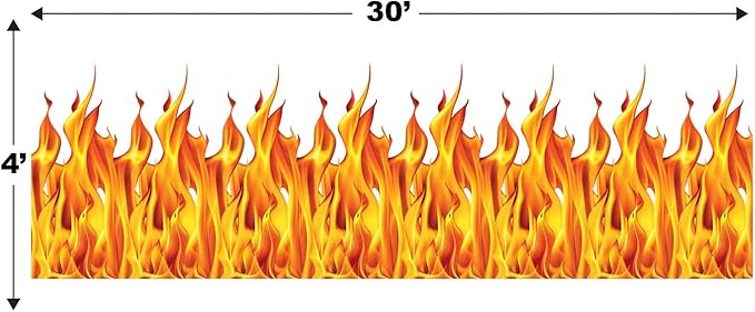 Beistle Plastic Flame Wall Backdrops, 4’ x 30’, 3 Pack – Photo Backdrop, Easy to Adhere Wall Covering, Party Decor, Burning Fire Photography Background for Birthdays, Holidays & Events
