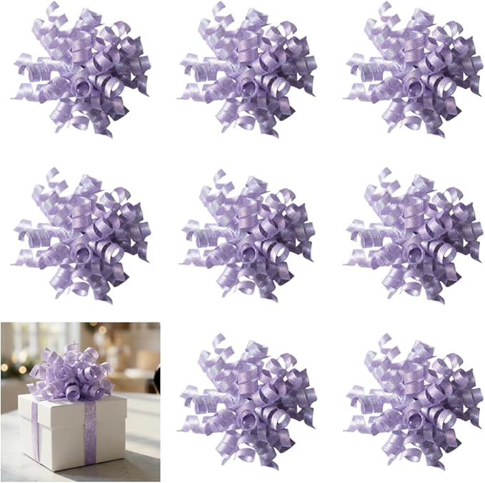 8 Count Purple Ribbon Bows for Gift Wrapping, Bottle & Baskets | Premade Craft Bows for Easter, Valentine's Day & Wreaths | Lazos para Regalos, Moños para Regalos
