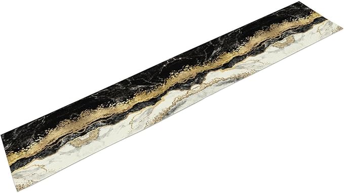 Marble Table Runner, Ink Golden Marble Texture Table Runner for Kitchen Wedding Farmhouse Indoor Outdoor Home Party 13x36in