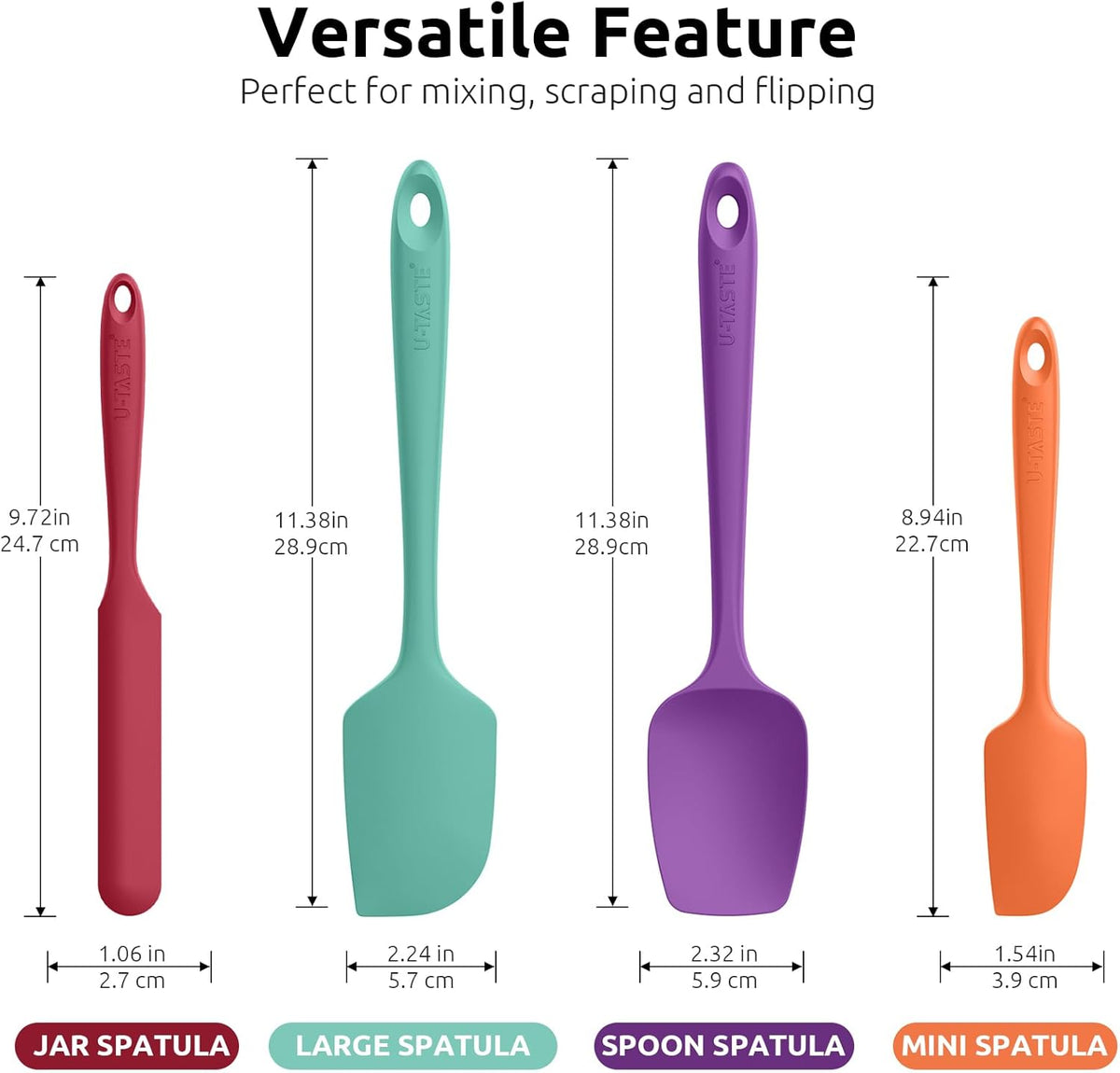 U-Taste Heat Resistant Silicone Spatula - 600ºF Hot-Proof Food Grade Kitchen Baking Bowl Scraper