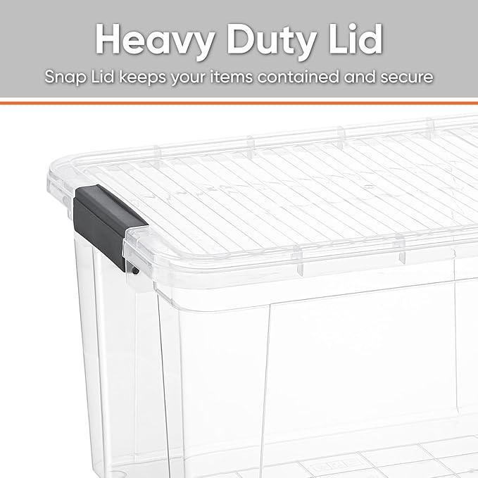 Superio Small Storage Bins with Lids- 4 Pack, 4.75 Qt Clear Boxes for Organizing, Stackable Plastic Containers- BPA Free, Non-Toxic, Odor Free, Organizer for Home, Office, Dorm