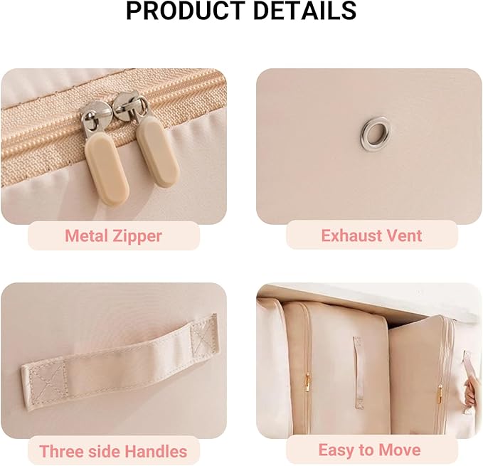 Comforter Storage Bag Blanket Storage Bags, 136L Large Capacity 3-Layer Ultra Space-Saving Self Compression Storage Bags, Closet Organizers and Storage for Duvet, Bedding, Pillow, Sheet. 2 Pack