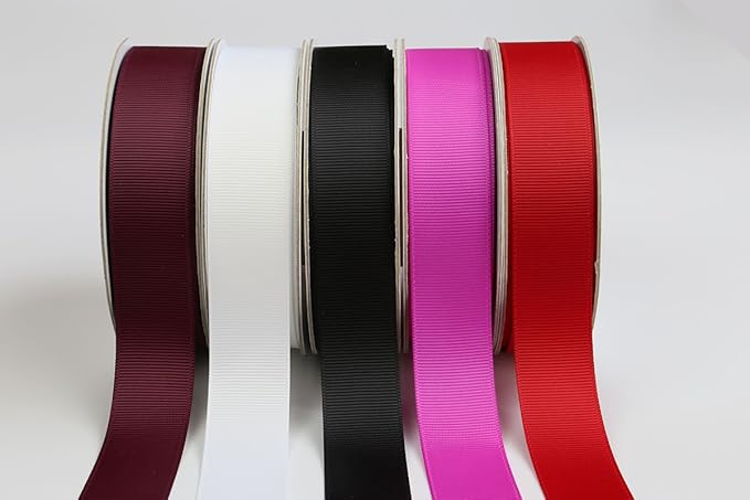 Ribbonitlux 1" Wide Solid Grosgrain Ribbon 25 Yards (277-Burgundy）, Set for Gift Wrapping, Party Decor, Sewing Applications, Wedding and Craft