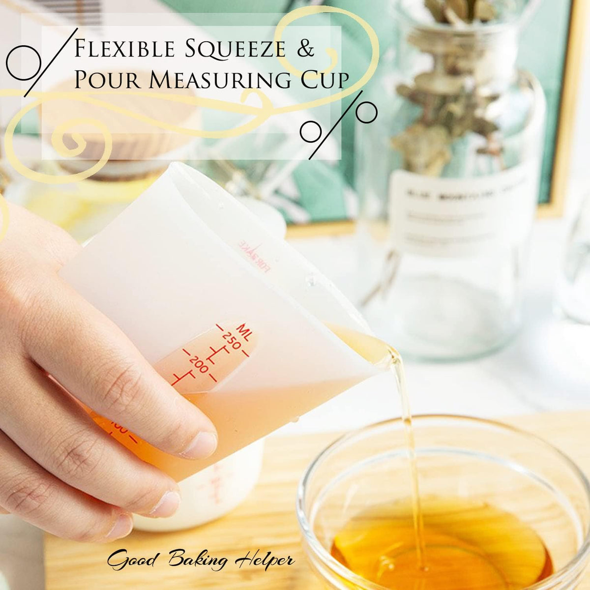 3 PCS Silicone Flexible Measuring Cups,Melting Cups for Epoxy Resin,Butter,Chocolate and More,2 Cup&1 Cup&1/2 Cup