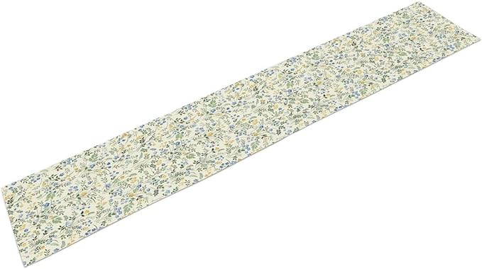 Rustic Flower Table Runner, Spring Sage Green Eucalyptus Leaves Watercolor Floral Flower Plant Leaves Print Table Cover for Dinning Holiday Home Picnic Party Decor, 13x70inch
