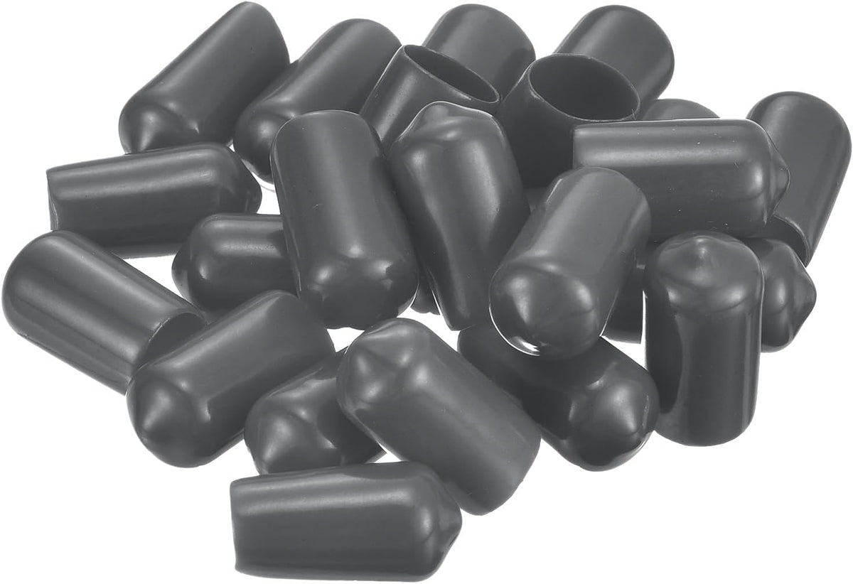 uxcell 20pcs Rubber End Caps 5.5mm ID Vinyl Round Tube Bolt Cap Cover Thread Protectors Dark Grey
