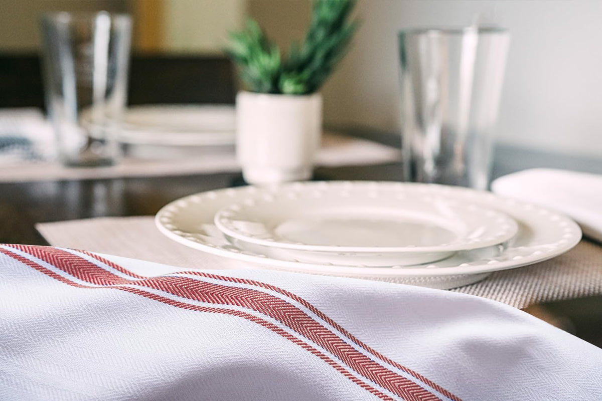 Dish Towels Set (Value Pack of 45) Size 15x25 Inch, 100% Cotton Soft & Absorbent Linen Kitchen Towels, Tea Towels, Reusable Cleaning Cloths for Household Cleaning (Red)