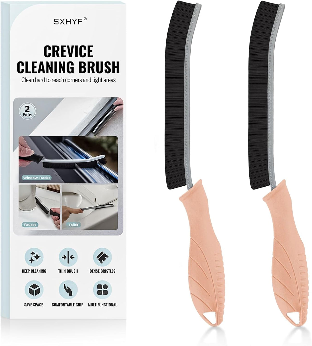 SXhyf Crevice Cleaning Brush - Grout Scrub Brush, House Cleaning Supplies, Gap Cleaning Tools, Home Essentials, Gifts for Women Men, Hard Bristle Crevice Cleaner Brush for Household Use, Bathroom