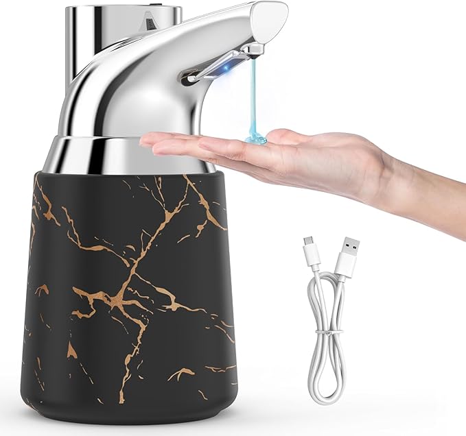Automatic Soap Dispenser Touchless Ceramic Material Rechargeable Liquid 11.8oz/350ml Soap Bottle with Sensor Suitable for Bathroom & Kitchen