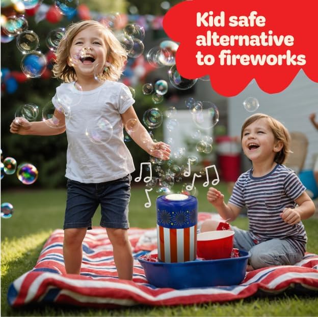 Move2Play Bubble Blower | Bubble Machine | Bubble Toy for Toddlers, Boys and Girls | Indoor & Outdoor | Birthday Party | Summer Fun | Gift for Girls 1, 2, 3, 4+ Years Old (4th of July)