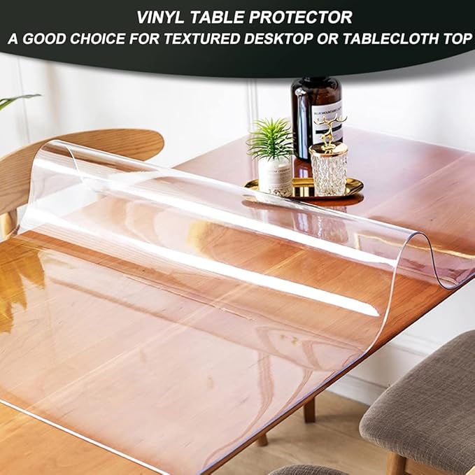 Non-Slip Tablecloth Protector 1.5mm Thick Clear PVC Table Cover Protector 30x42 Water Resistant Plastic Rectangular Desk Pad Mat for Coffee Table Writing Desk Computer Desk Dinner Table Picninc Table