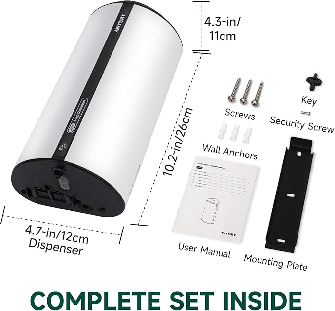 anydry 29fl.oz/850ml Commercial Automatic Liquid Soap Dispenser Wall-Mounted Large Capacity Model AD1209 White