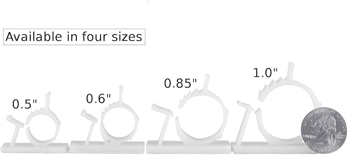 JacobsParts V1 Adhesive Cable Management Clips, 0.6 Inch Adjustable Clamp, White (25 Pack)