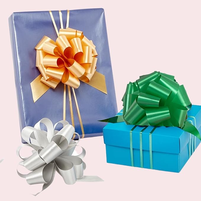 UNIQOOO 48Pcs 12 Color Christmas Gift Pull Bows, Large 6 Inch Assorted Christmas Bows for Gift Basket Bag Box Wrapping Decor, Valentine's Day, Birthday, Anniversary, Wedding, Florist Packaging