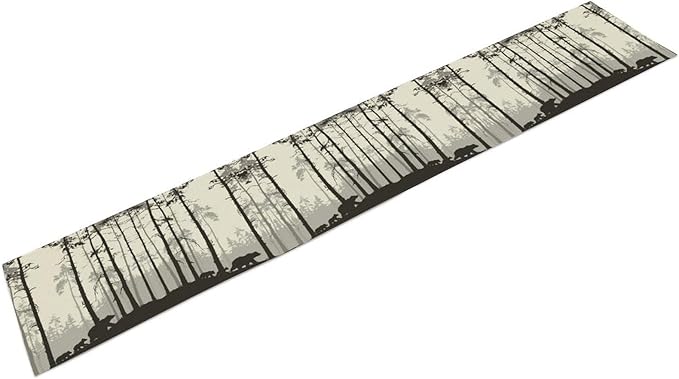 Retro Bear Table Runner, Rustic Foggy Forest Wild Animal Table Runner for Kitchen Dining Home Coffee Party 13x90in