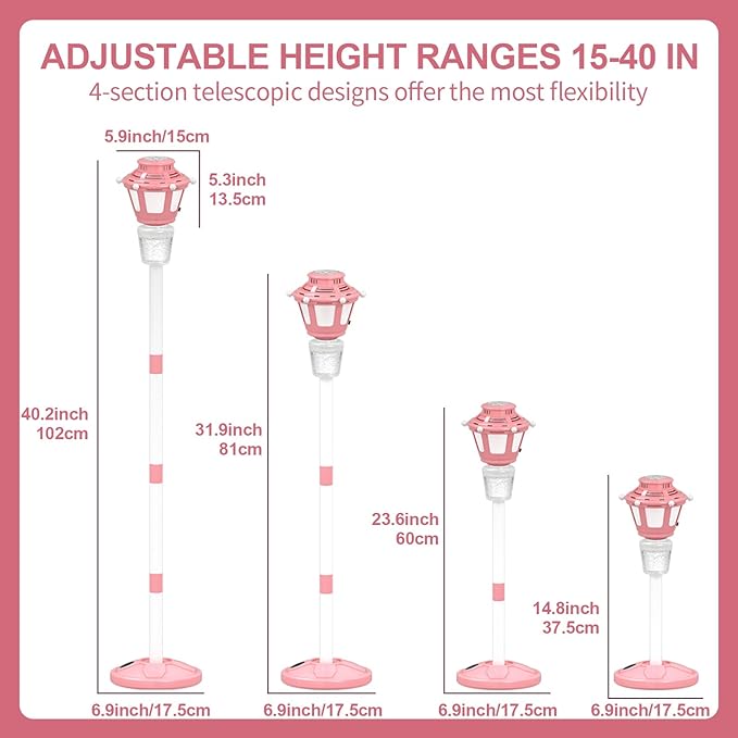 Bubble Machine for Kids Outdoor, 40" Adjustable Height Automatic Bubble Blower with Light & Rechargeable Battery, Bubble Maker Toy for Toddlers Party Birthday (Includes 3 Solution), Pink