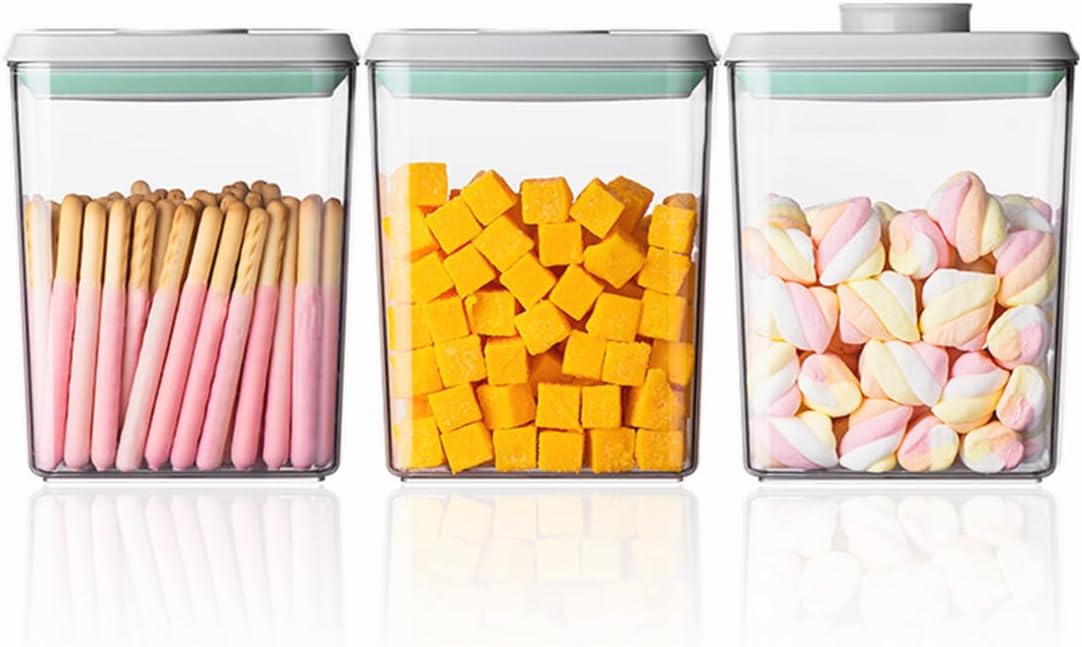 Ankou Pop Airtight Food Storage Containers with Lids- 3 Pcs Stackable One Button Opening Food Containers