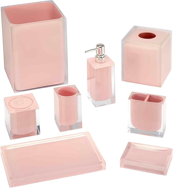 Izod - Wastebasket, Decorative Trash Can, Resin Home Accessories, Guest Bathroom, Dorm Room Essentials (Marina Collection, Pink)
