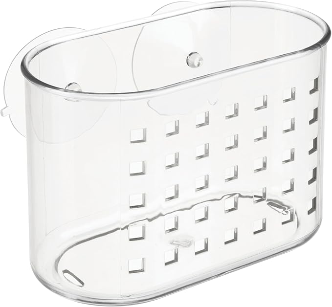 iDesign Small Suction Shower Basket for Bathroom Storage - Clear - Made in USA