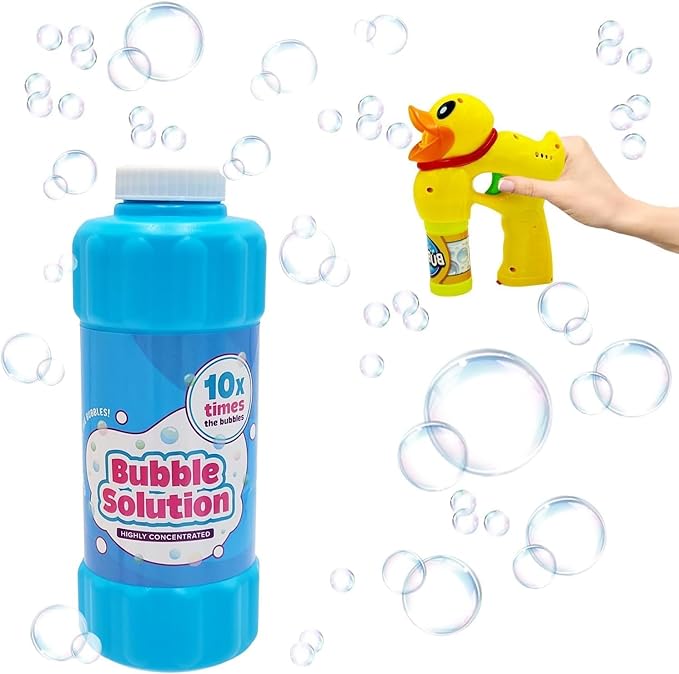Blue 16oz Concentrated Bubble Solution 8-Pack, Refills up to 1.25 Gallons, Non-Toxic Concentrated Solution for Bubble Machines, Giant Bubble Wands, Bubble Gun and Blowers
