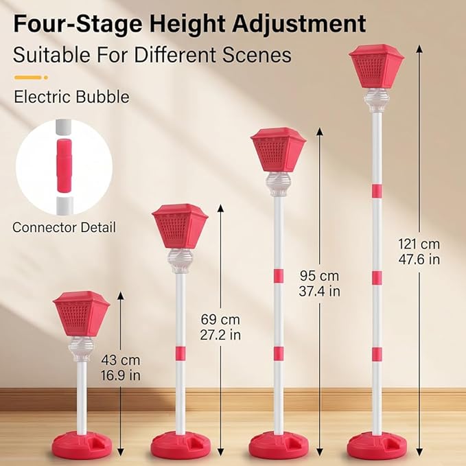 Automatic Bubble Machine, Standing Bubble Blower with Light & Music, 4 Height Adjustable Bubble Maker, Outdoor Bubble Machine for Party Birthday Wedding Garden (Blue)