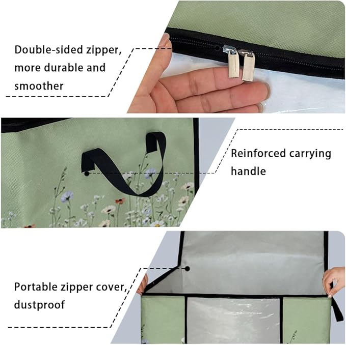 3pcs comforter blanket clothes sheet towel sweater pillow plush underbed storage,linen closet organization containers for bedroom,clear window storage tote bag,extra large portable moving boxes