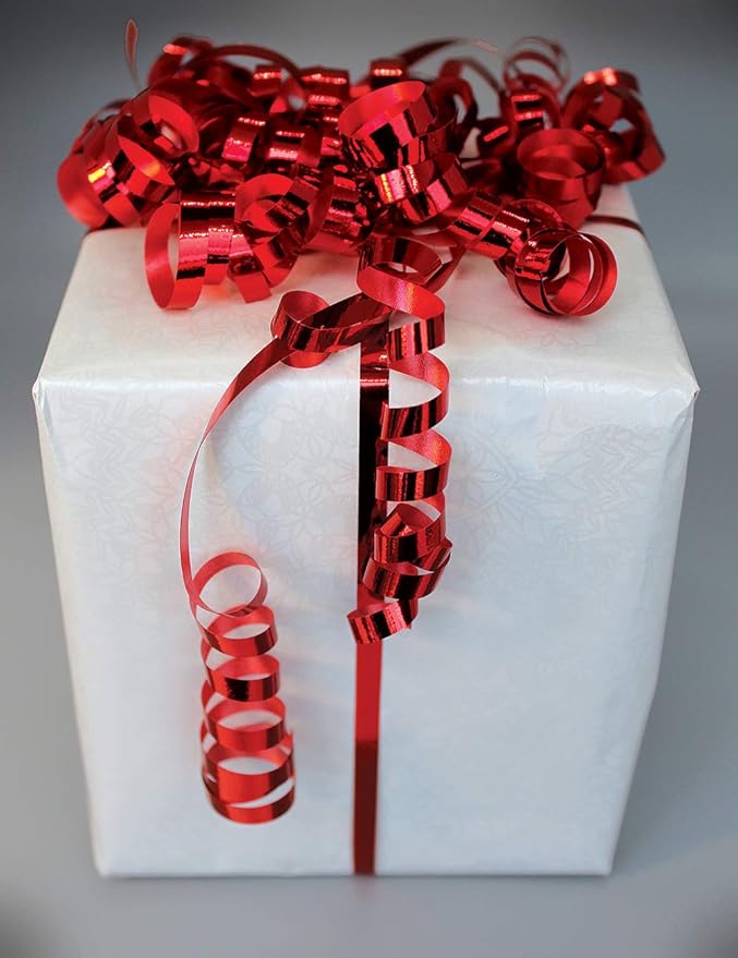 Thin Christmas Curling Ribbon Curly Ribbons Holiday Metallic Red & Green Ribbons Set Crimped Iridescent for Gift Wrap, Holiday Party Decoration, Gift Wrapping Presents Holiday