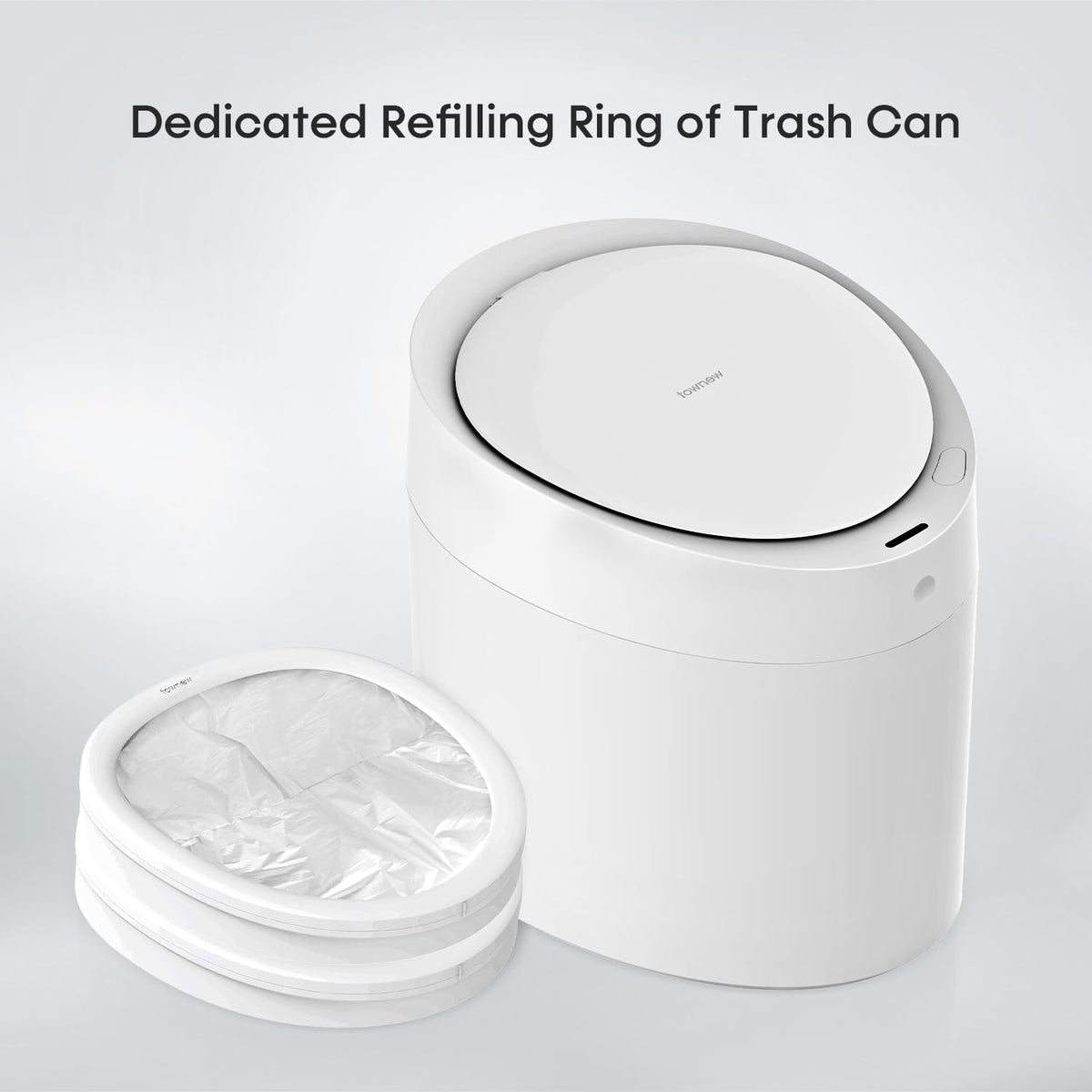 TOWNEW T Air One Official Refill Rings for Smart Bathroom Trash Can, Sturdy Trash Bags for Electric Automatic Trash Can, 2.6 Gallon, 8 pk White Refill Rings - Up to 96 Trash Bags