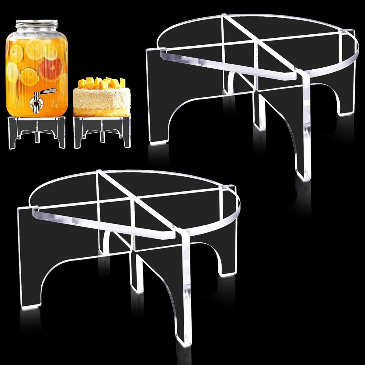 2Pcs Glass Drink Dispenser Stand, Acrylic Stands,Fit Max 8.7 Inch Diameter of Beverage Dispenser Holder, Water Dispenser Stand for Parties and Events