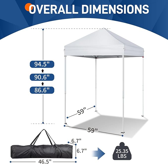 VINGLI 5x5 Pop Up Canopy Tent with Sidewalls, Outdoor Gazebo Canopy Tent, Patio Event Tents Outdoor Event Shelter for Parties (White)