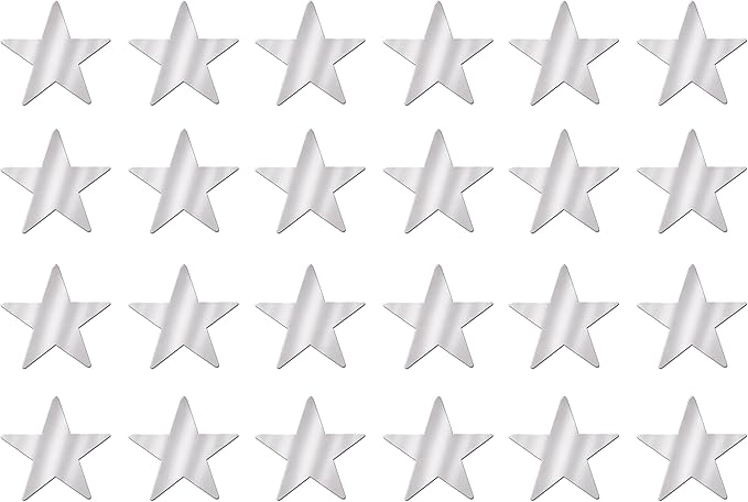 Beistle 24 Piece Silver Metallic Plastic Star Cut Outs For Weddings Birthday Party Supplies Classroom Decorations, 12"
