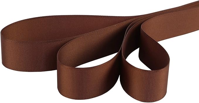 Ribbonitlux 1" Wide Solid Grosgrain Ribbon 25 Yards (850-Brown）, Set for Gift Wrapping, Party Decor, Sewing Applications, Wedding and Craft