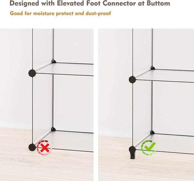 HOMIDEC Closet Organizers and Storage, 9 Cube Storage Organizer, Portable Closet Organizer Storage Cubes Shelves for Clothes, Bedroom, Wardrobe, Kids Room, Bathroom, Transparent
