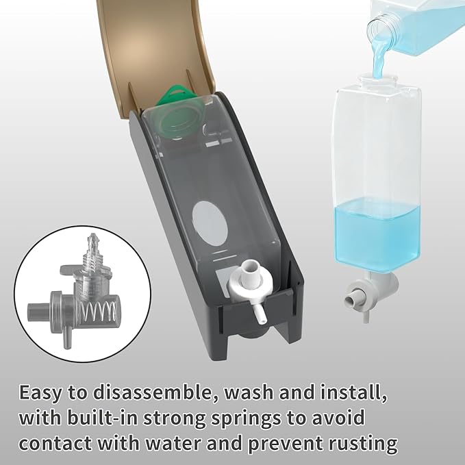 Shampoo Conditioner Body Wash Dispenser, Wall-Mounted Shower Soap Dispenser 10fl.oz/300ml, No Drill Refillable Bathroom soap Dispenser for Bathroom,Kitchen,Hotel and Airbnb,Gold CD-1049