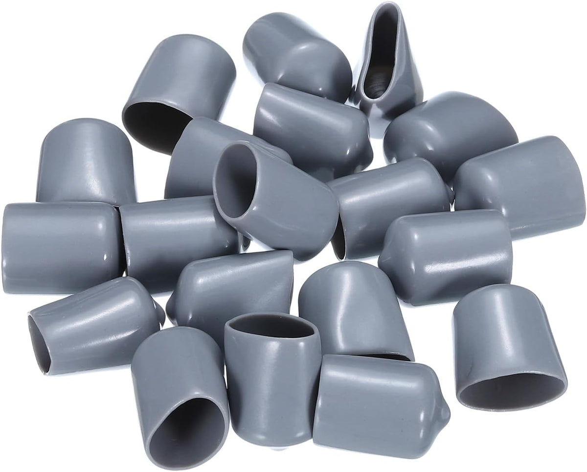 uxcell 20pcs Rubber End Caps 16mm(5/8") ID Vinyl PVC Round Tube Bolt Cap Cover Screw Thread Protectors Grey