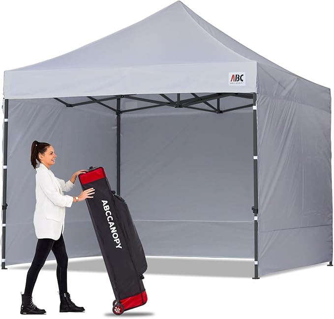 ABCCANOPY Heavy Duty Easy Pop up Canopy Tent with Sidewalls 10x10, Gray