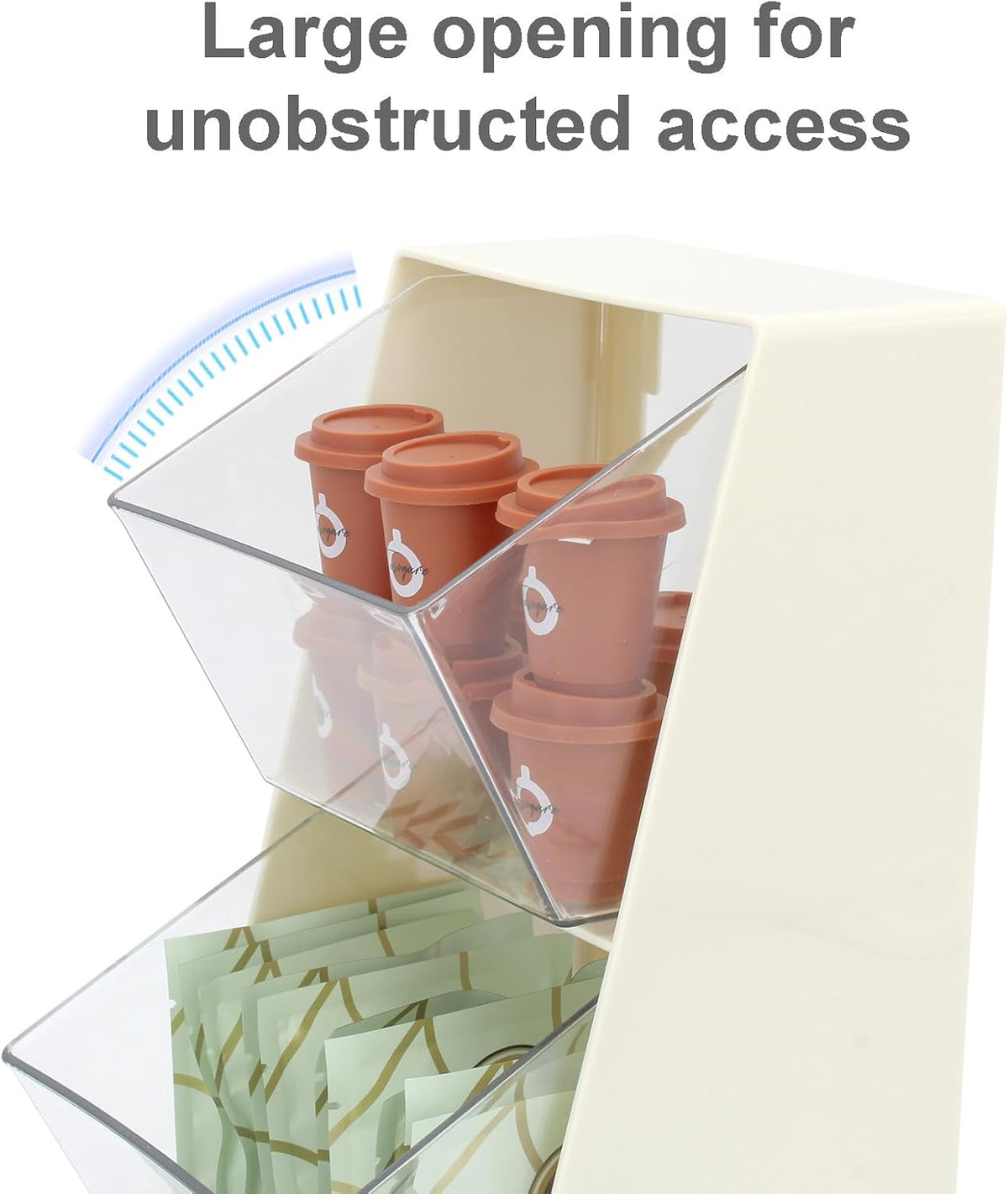 Bokelai Coffee Pod Holder with 2 Large Capacity Basket K Cup Storage Container Coffee Bar Accessories for Creamer Suger Plastic Desk Box Tea Bag