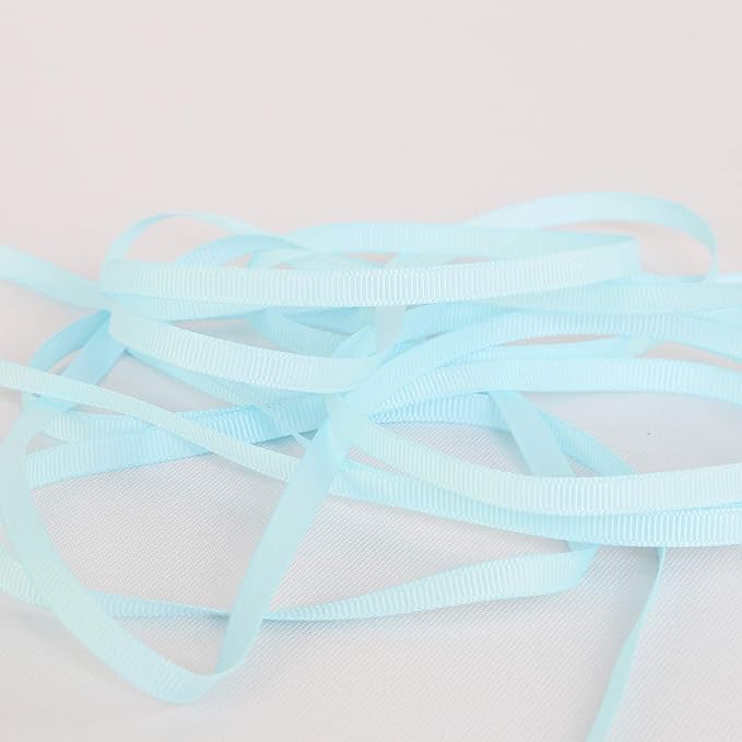 Ribbonitlux 1/4" Wide Solid Grosgrain Ribbon 25 Yards (305-Light Blue）, Set for Gift Wrapping, Party Decor, Sewing Applications, Wedding and Craft