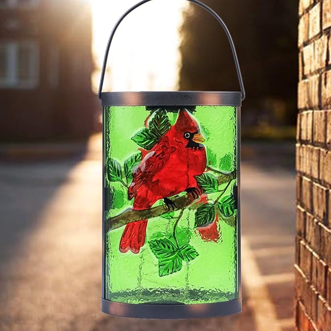 Hanging Solar Lantern Outdoor Decorative Waterproof LED Solar Cardinal Lights Tabletop Lamp for Outdoor Patio Garden