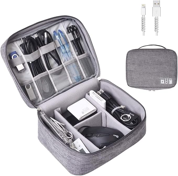 OrgaWise Electronics Organizer, Electronic Accessories Bag Travel Cable Organizer Three-Layer for iPad Mini, Kindle, Hard Drives, Cables, Chargers
