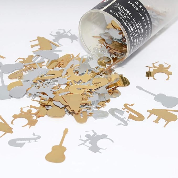Confetti Music Instruments Silver, Gold Mix - Half Pound (8 oz) #9428 Q08