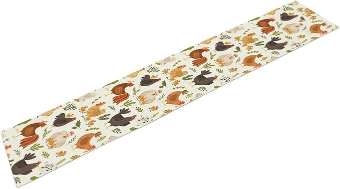Cute Roosters Chickens Table Runners, Rustic Farm Animals Hen Table Runner for Farmhouse Wedding Coffee Dining Table Party Home 13x108in