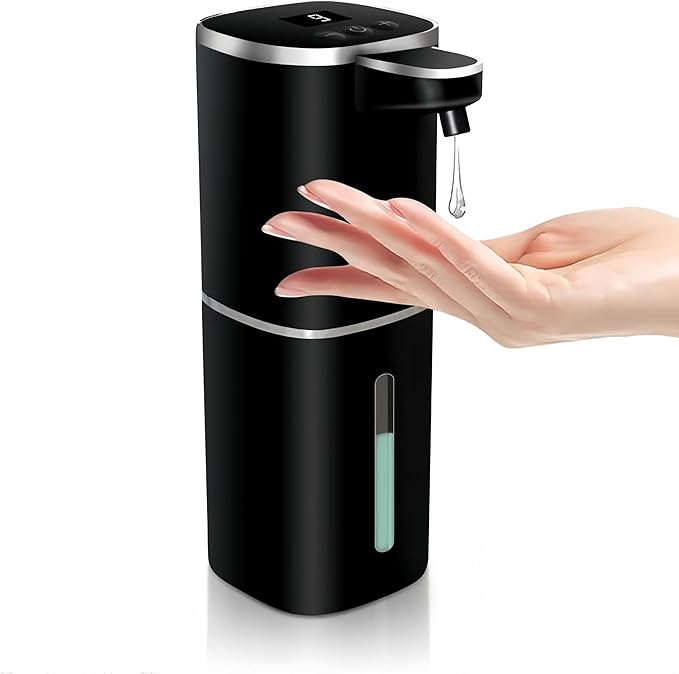 Automatic Soap Dispenser Touchless,Hands-Free,9 Multi Adjustable Volume,Waterproof Hand Soap Dispenser Compatible with Dish/Hand Soap for Bathroom and Kitchen,Easy for Toddlers (Black,Liquid)