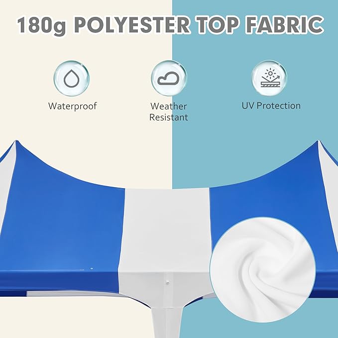 EROMMY 13x26ft Party Tent, White Wedding Heavy Duty Double Peaked Canopy Tent with Pole-Less Event Space, 60 Person Capacity Outdoor Gazebo Pavilion Shelter for Party, Event, White & Blue