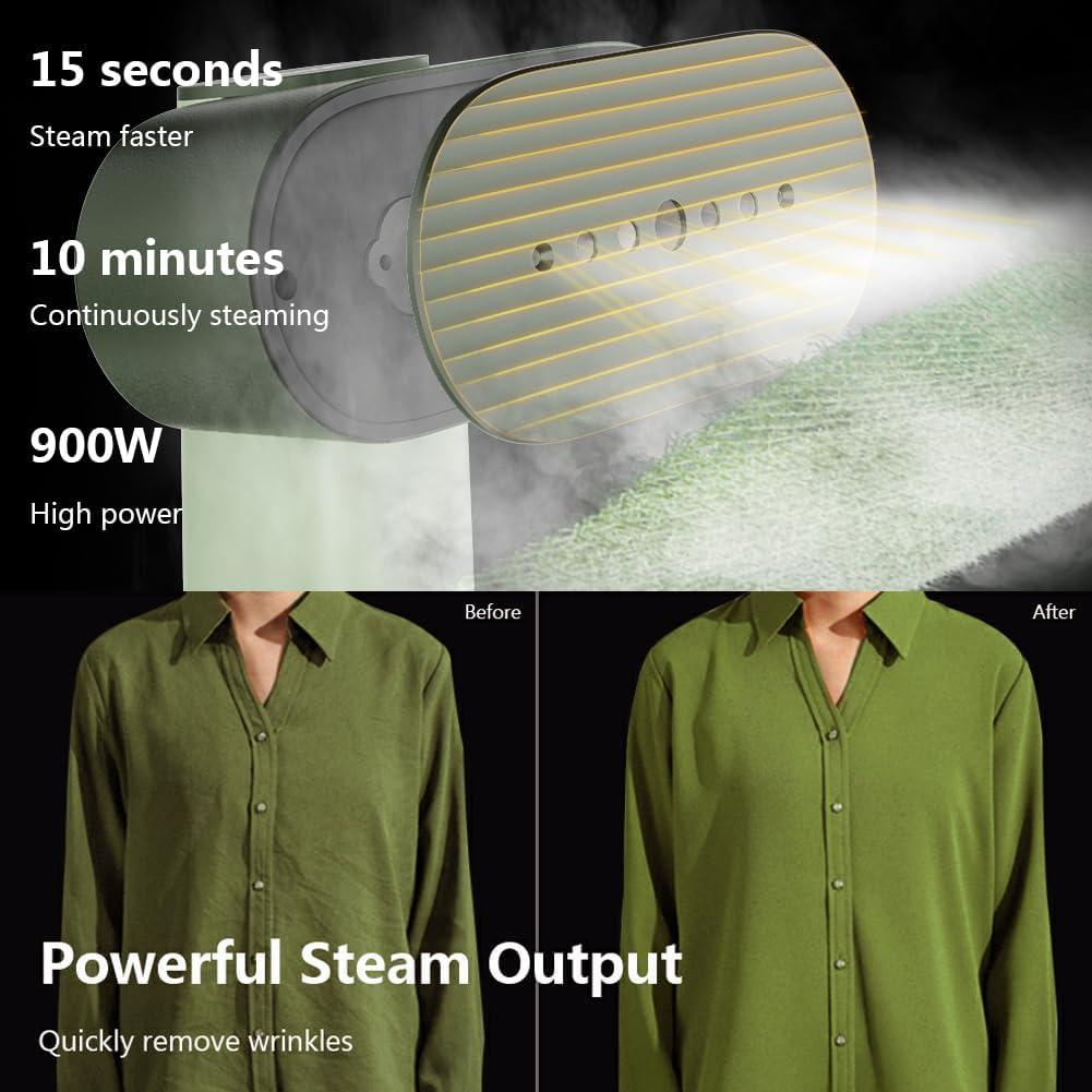 G6 2-in-1 Portable Steamer for Clothes and Iron for Clothes, Just 0.7lbs Lightly, 10 Minutes of Continuous Steam, 900W Light Steamer for travel and home (pink)