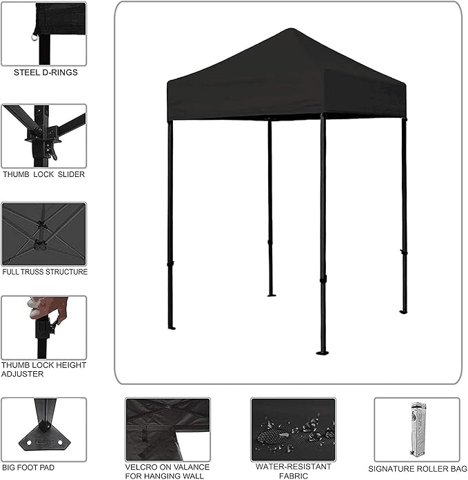 Eurmax USA 5x5ft Pop Up Canopy, Commercial Instant Tent for Outdoor Events, Patented No-Tip Rolling Storage Bag with 4 Sandbags, UV & Water Resistant, Heavy Duty Portable Shelter Gazebo,Red