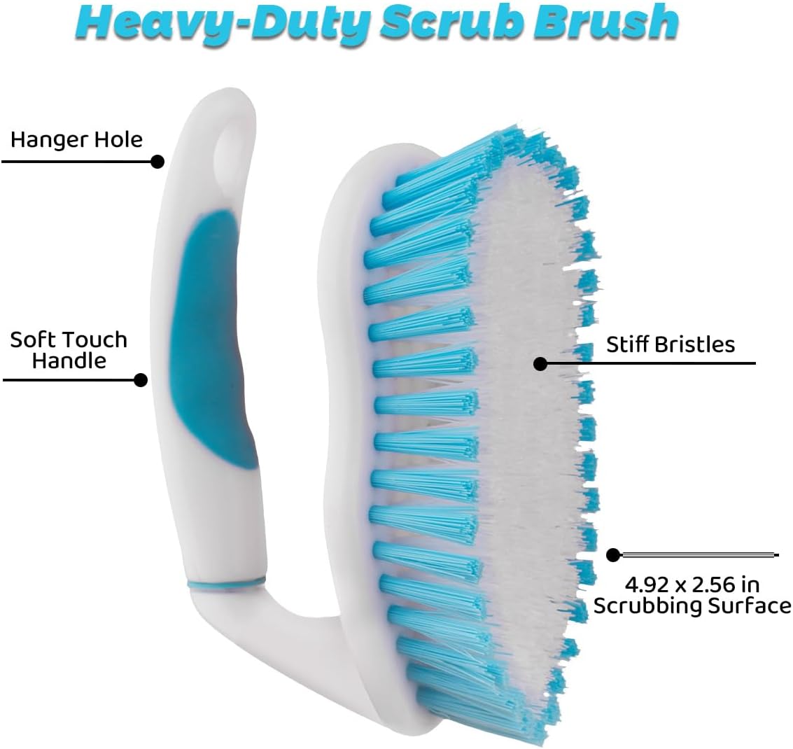 3 Pack Scrub Brush Set, Heavy-Duty Scrub Scrubbing Brushes for Cleaning, Grout Brush with Stiff Bristles Cleaning Brush for Bathroom, Bathtub, Kitchen, Floor, Tub, Tile, Sink