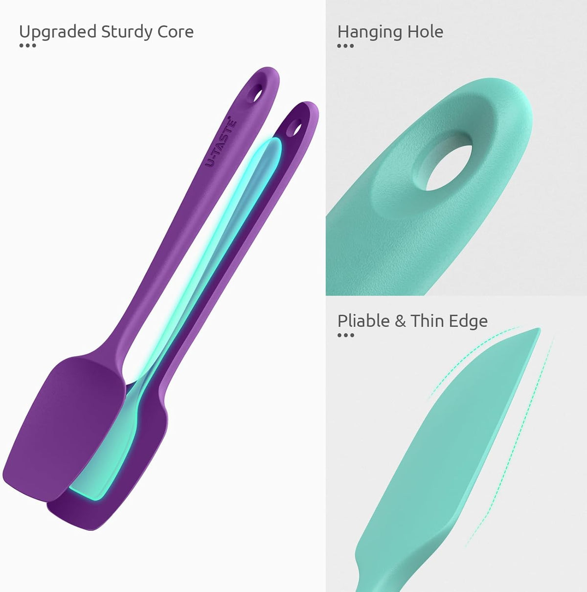 U-Taste Heat Resistant Silicone Spatula - 600ºF Hot-Proof Food Grade Kitchen Baking Bowl Scraper